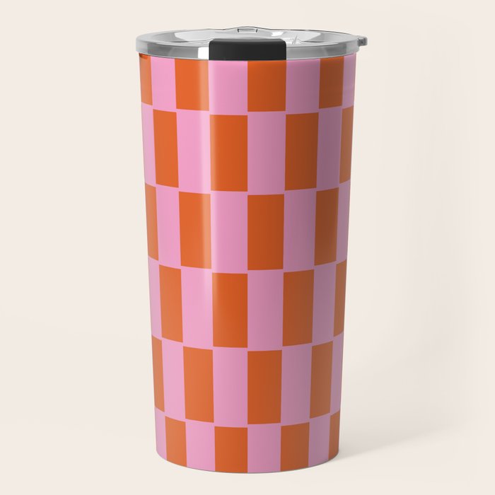Rectangles in Pink and Red Travel Mug Gallery Image 1