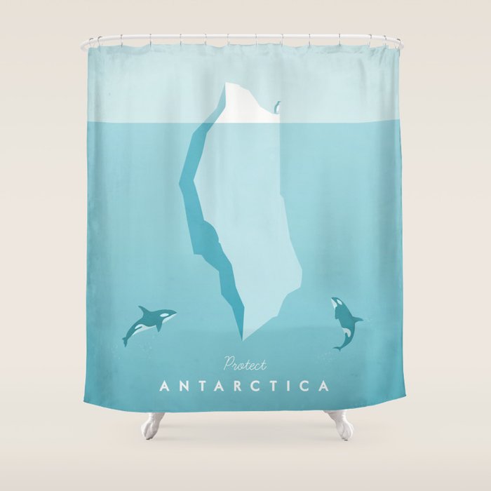 Vintage Travel Poster: Antarctica Shower Curtain Gallery Image 1