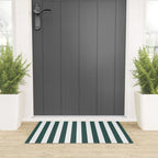 Vertical Stripes (Dark Green & White Pattern) Welcome Mat Gallery Image 3