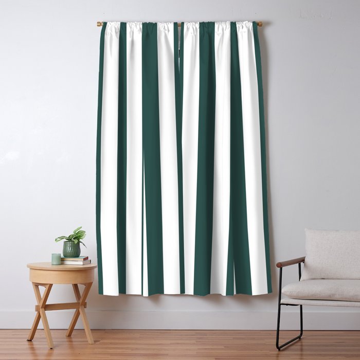 Vertical Stripes (Dark Green & White Pattern) Window Curtain Gallery Image 5