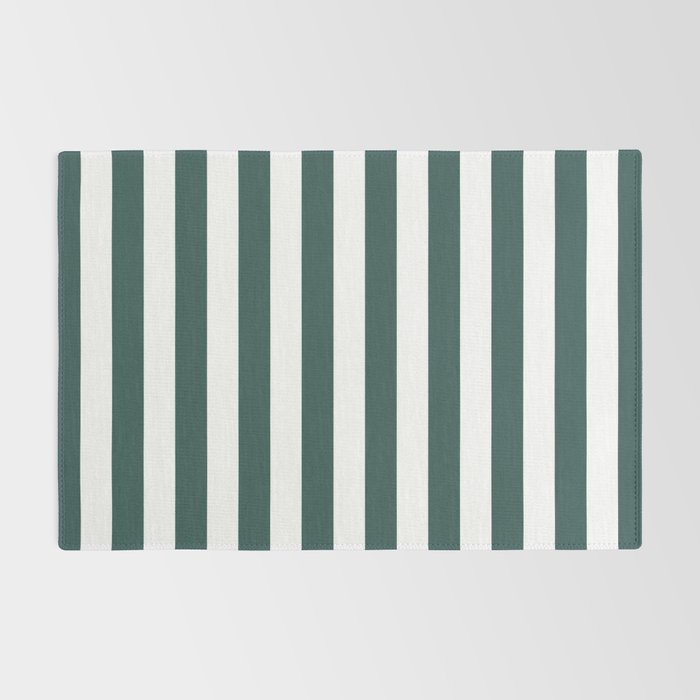 Vertical Stripes (Dark Green & White Pattern) Rug Gallery Image 2
