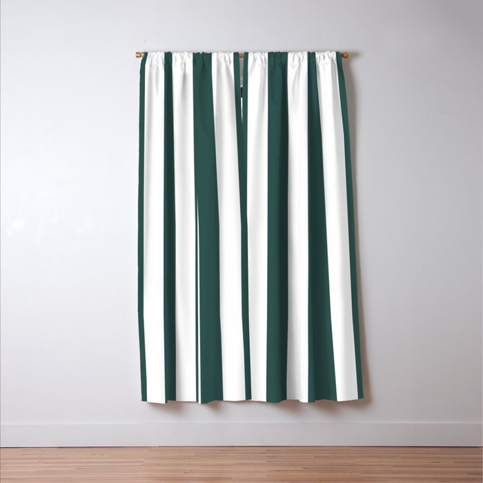 Vertical Stripes (Dark Green & White Pattern) Window Curtain Gallery Image 3
