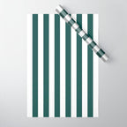 Vertical Stripes (Dark Green & White Pattern) Wrapping Paper Gallery Image 1