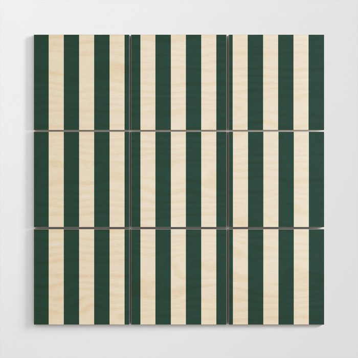 Vertical Stripes (Dark Green & White Pattern) Wood Wall Art Gallery Image 1