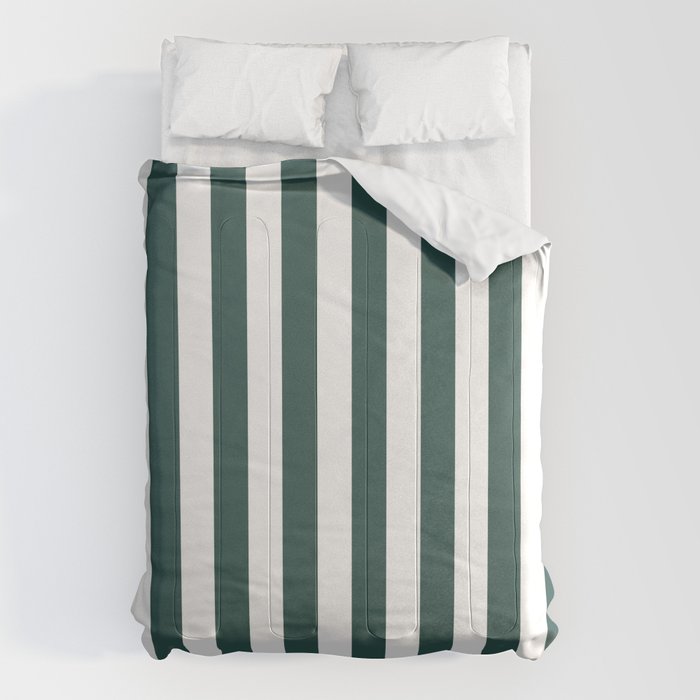 Vertical Stripes (Dark Green & White Pattern) Comforter Gallery Image 6