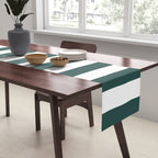 Vertical Stripes (Dark Green & White Pattern) Table Runner Gallery Image 2