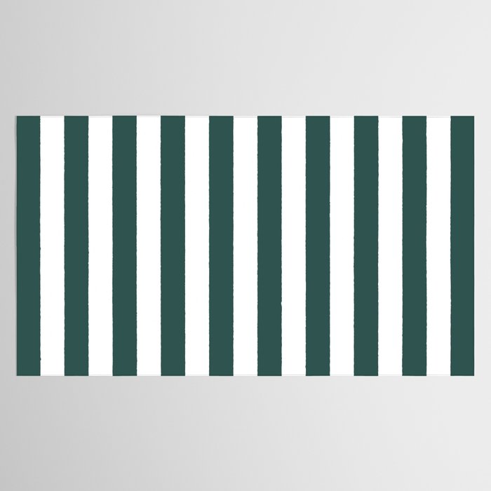 Vertical Stripes (Dark Green & White Pattern) Tablecloth Gallery Image 2