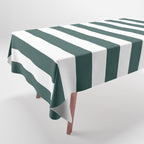 Vertical Stripes (Dark Green & White Pattern) Tablecloth Gallery Image 1