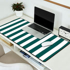 Vertical Stripes (Dark Green & White Pattern) Desk Mat Gallery Image 2