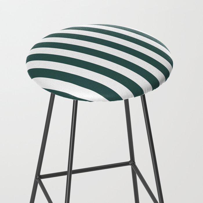Vertical Stripes (Dark Green & White Pattern) Stool Gallery Image 2