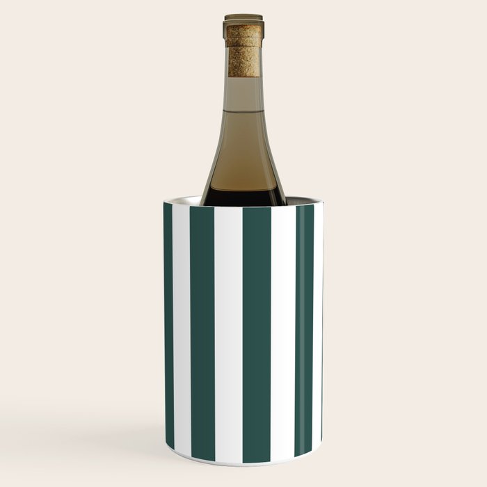 Vertical Stripes (Dark Green & White Pattern) Wine Chiller Gallery Image 3