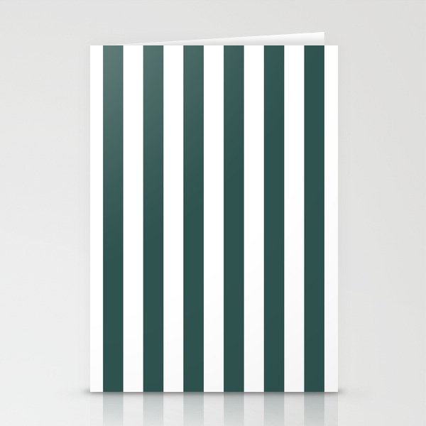 Vertical Stripes (Dark Green & White Pattern) Stationery Card Gallery Image 1