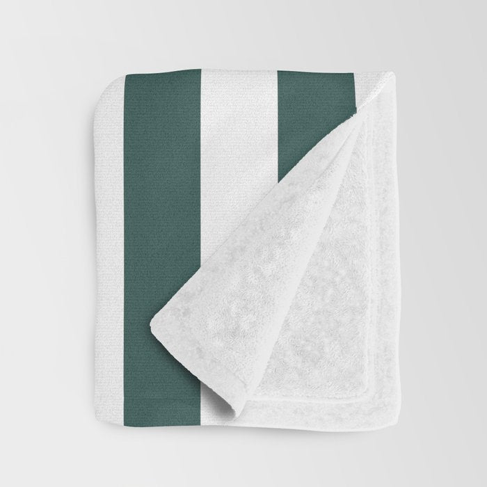 Vertical Stripes (Dark Green & White Pattern) Throw Blanket Gallery Image 3