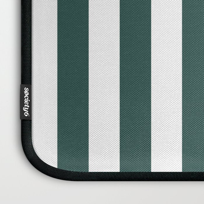Vertical Stripes (Dark Green & White Pattern) Laptop Sleeve Gallery Image 3