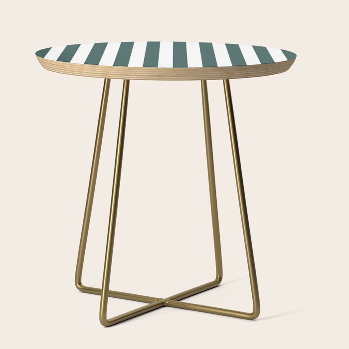 Vertical Stripes (Dark Green & White Pattern) Side Table Gallery Image 1