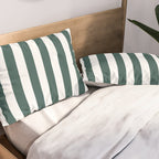 Vertical Stripes (Dark Green & White Pattern) Pillow Sham Gallery Image 2