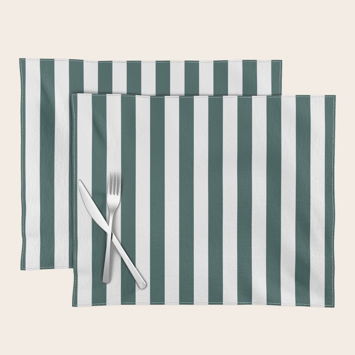 Vertical Stripes (Dark Green & White Pattern) Placemat Gallery Image 1