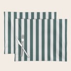 Vertical Stripes (Dark Green & White Pattern) Placemat Gallery Image 1