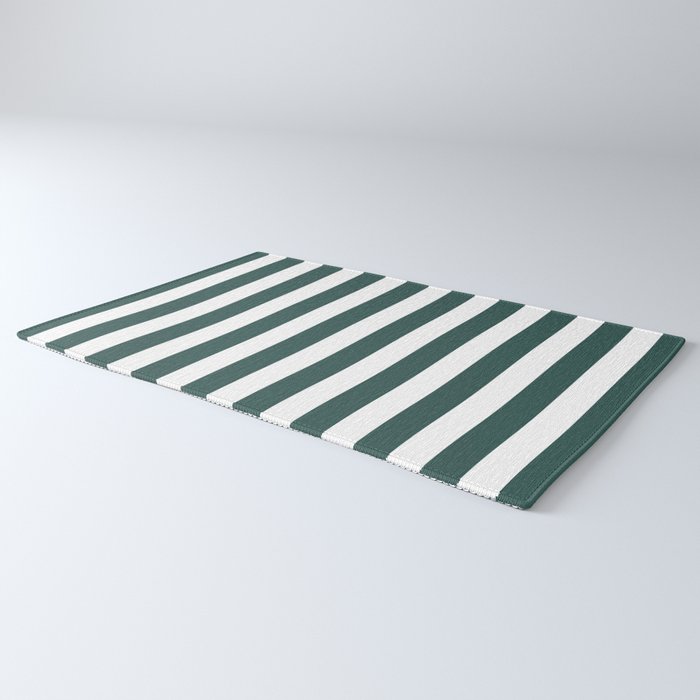 Vertical Stripes (Dark Green & White Pattern) Rug Gallery Image 3