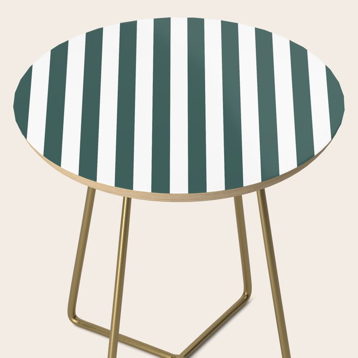 Vertical Stripes (Dark Green & White Pattern) Side Table Gallery Image 2