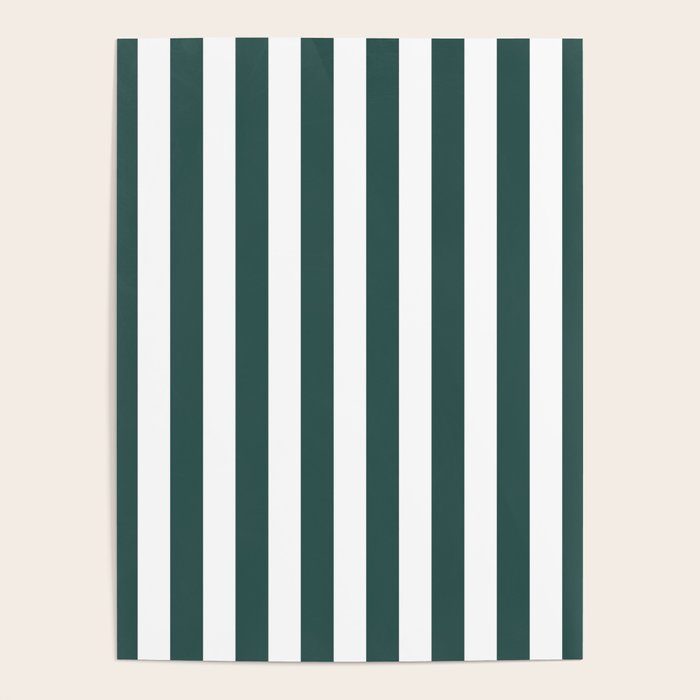 Vertical Stripes (Dark Green & White Pattern) Poster Gallery Image 1