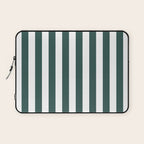 Vertical Stripes (Dark Green & White Pattern) Laptop Sleeve Gallery Image 1
