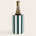 Vertical Stripes (Dark Green & White Pattern) Wine Chiller Gallery Image 2