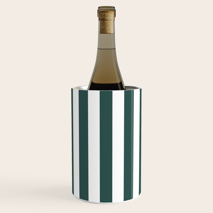 Vertical Stripes (Dark Green & White Pattern) Wine Chiller Gallery Image 2