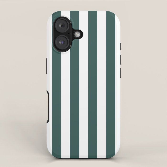Vertical Stripes (Dark Green & White Pattern) iPhone Case Gallery Image 1