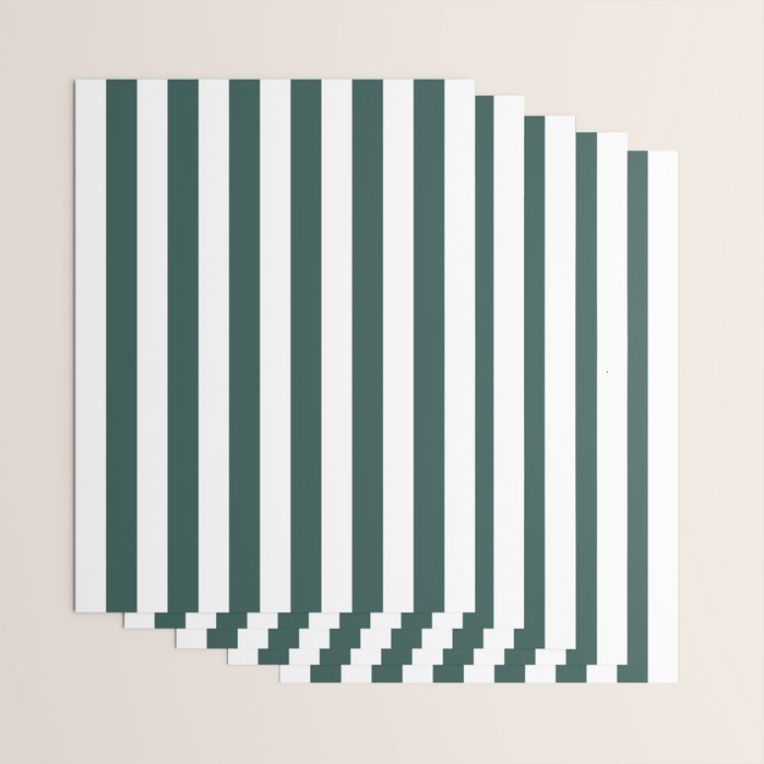 Vertical Stripes (Dark Green & White Pattern) Wrapping Paper Gallery Image 3