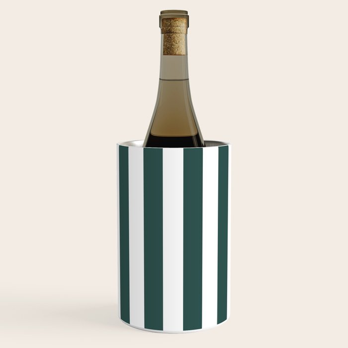 Vertical Stripes (Dark Green & White Pattern) Wine Chiller Gallery Image 1