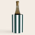 Vertical Stripes (Dark Green & White Pattern) Wine Chiller Gallery Image 1