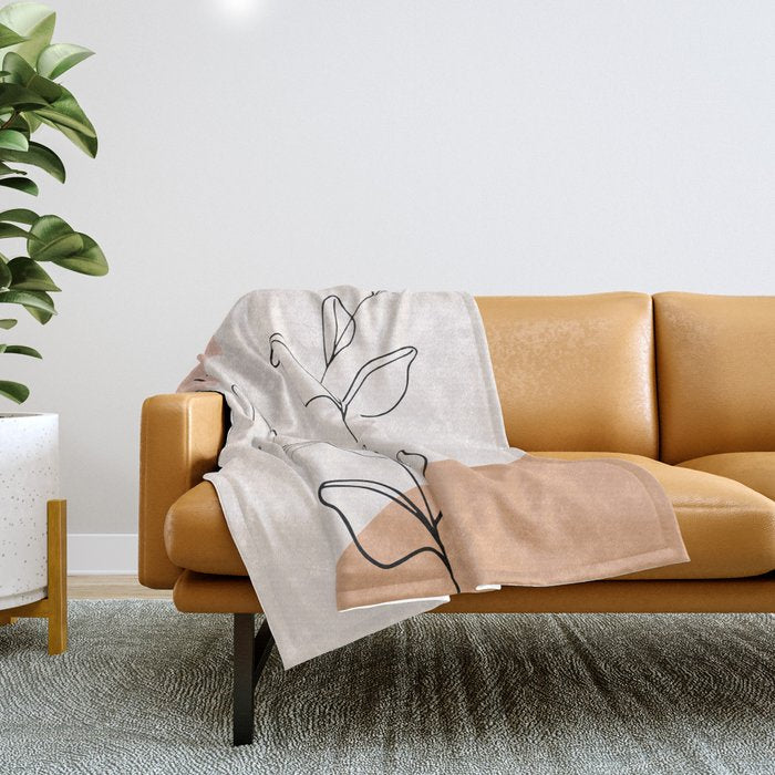 Eucalyptus Line Art Throw Blanket Gallery Image 1
