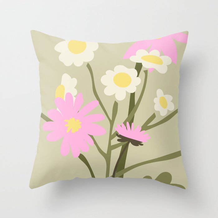 Flower Market, Rome, Pastel floral art Throw Pillow Gallery Image 6