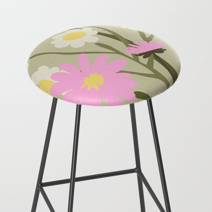 Flower Market, Rome, Pastel floral art Stool Gallery Image 2