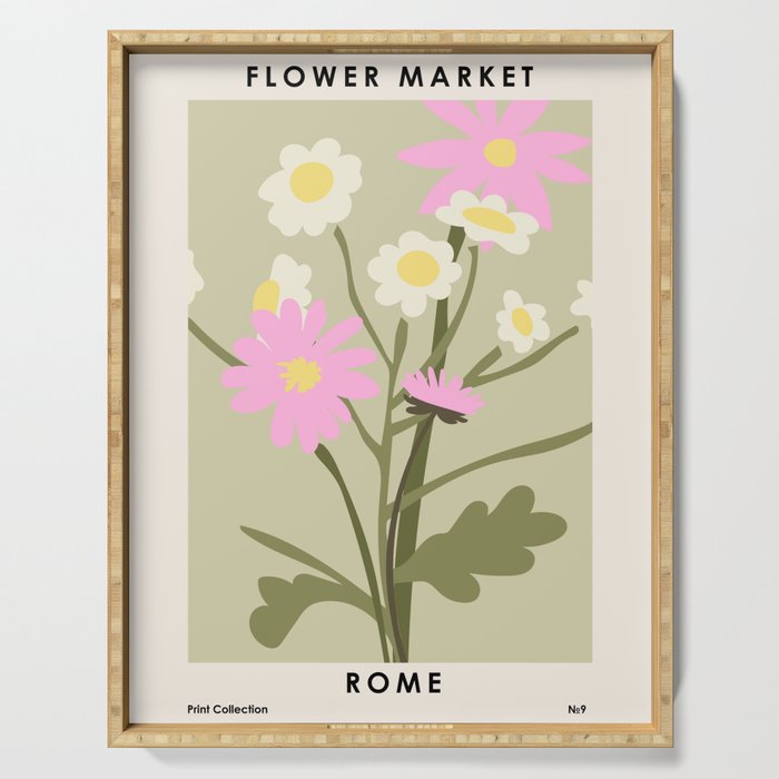 Flower Market, Rome, Pastel floral art Serving Tray Gallery Image 1