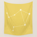 Libra Zodiac Star Constellation Line Art Soft Yellow Wall Tapestry Gallery Image 4