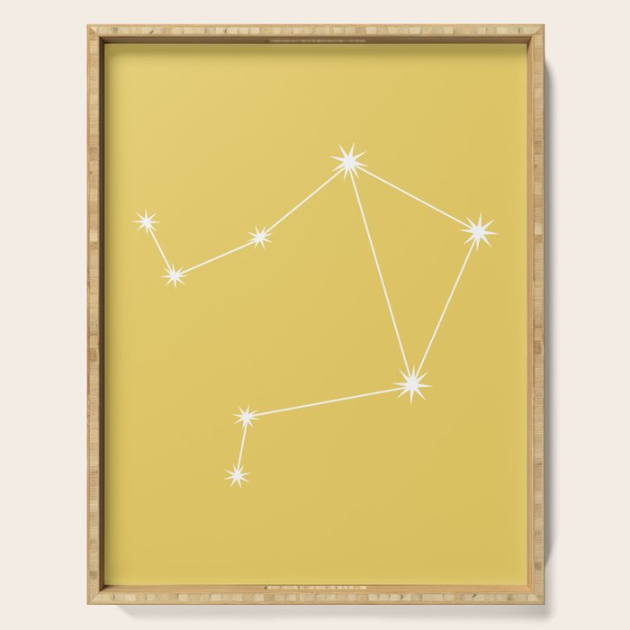 Libra Zodiac Star Constellation Line Art Soft Yellow Serving Tray Gallery Image 1