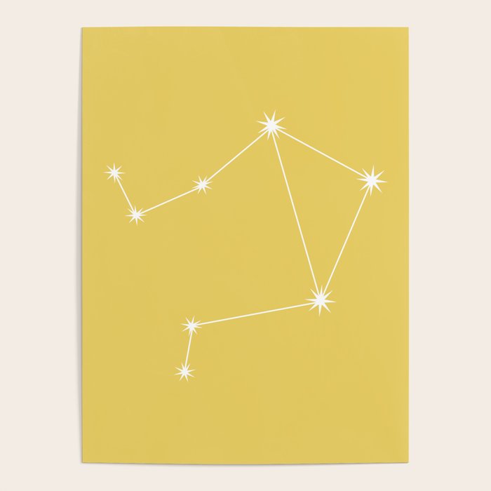 Libra Zodiac Star Constellation Line Art Soft Yellow Poster Gallery Image 4