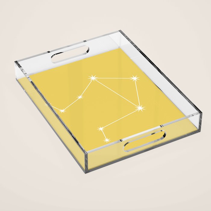 Libra Zodiac Star Constellation Line Art Soft Yellow Acrylic Tray Gallery Image 1