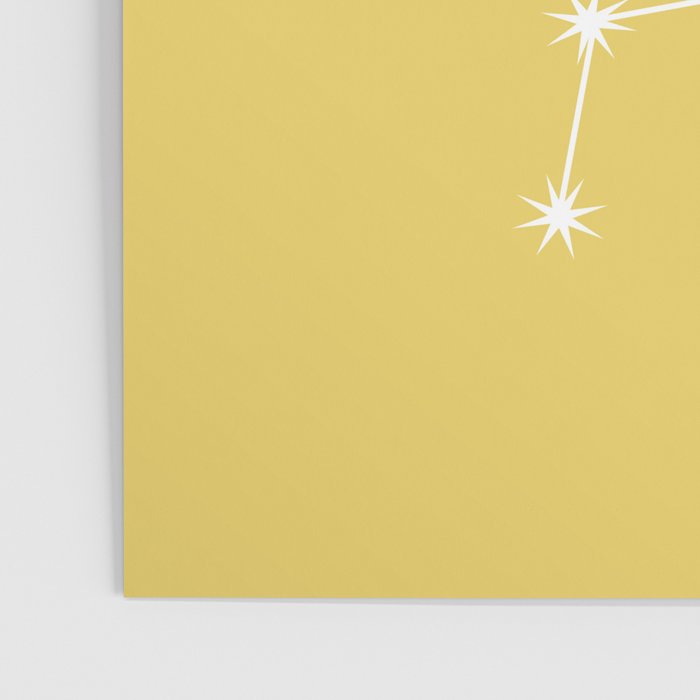 Libra Zodiac Star Constellation Line Art Soft Yellow Poster Gallery Image 3