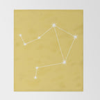 Libra Zodiac Star Constellation Line Art Soft Yellow Throw Blanket Gallery Image 2