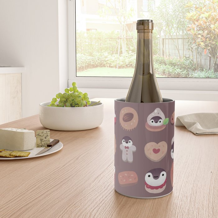 Cookie & cream & penguin - brown  pattern Wine Chiller Gallery Image 4