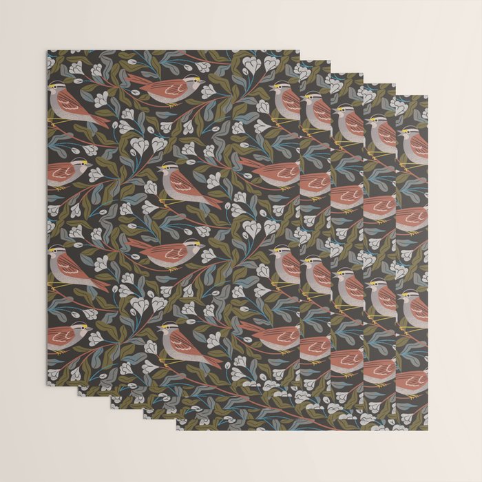 Sparrows And Apple Blossoms Wrapping Paper Gallery Image 3