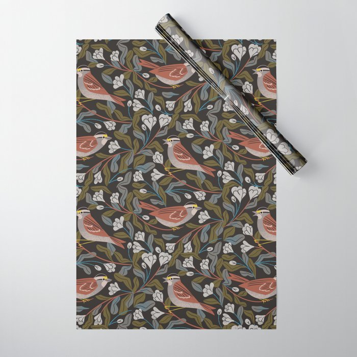 Sparrows And Apple Blossoms Wrapping Paper Gallery Image 1
