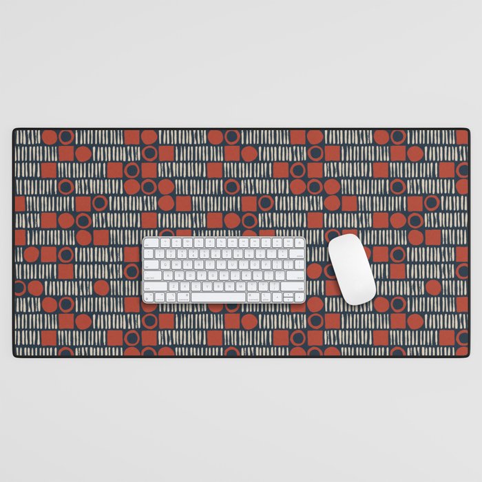 Red & Blue Hand-drawn Pattern #2 Desk Mat Gallery Image 1