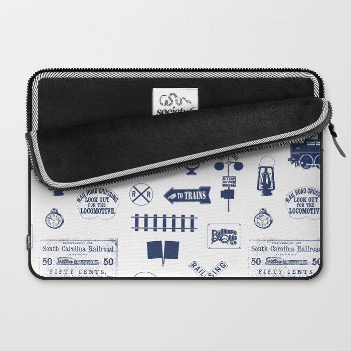 Railroad Symbols // Navy Blue Laptop Sleeve Gallery Image 2