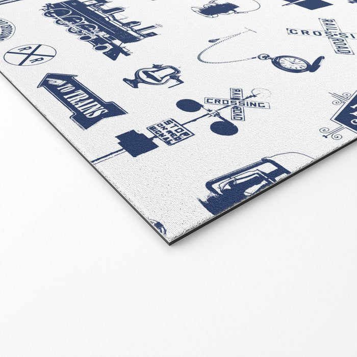 Railroad Symbols // Navy Blue Welcome Mat Gallery Image 2