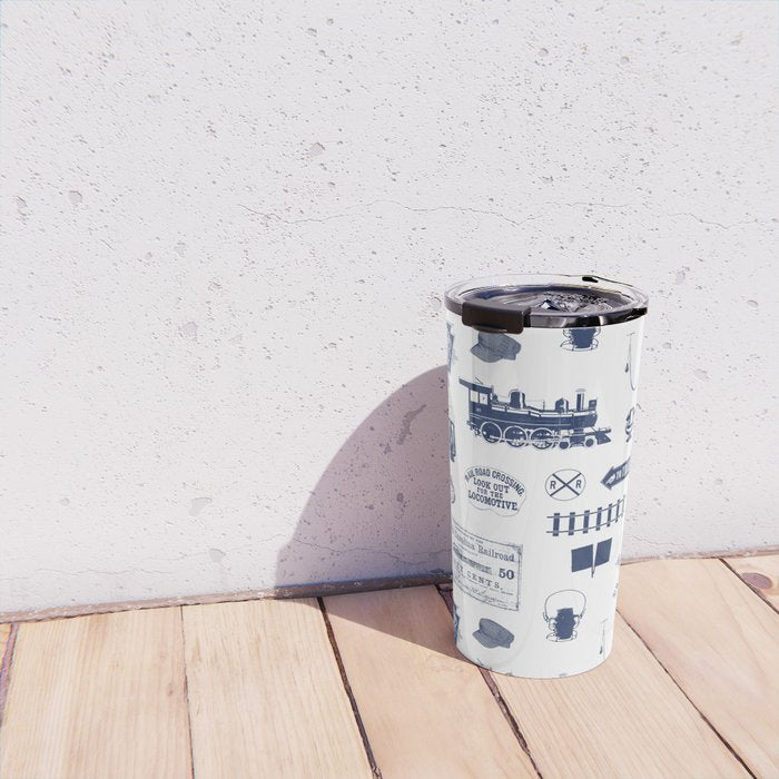 Railroad Symbols // Navy Blue Travel Mug Gallery Image 4