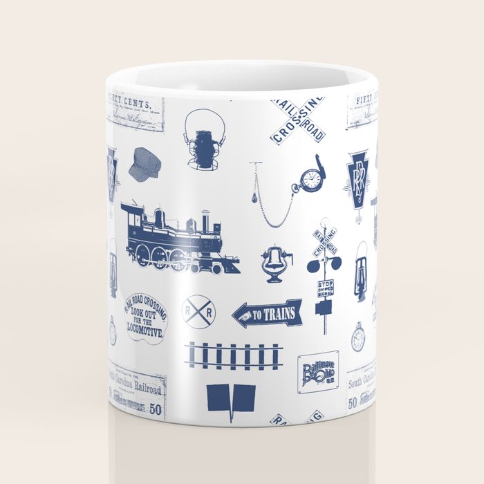 Railroad Symbols // Navy Blue Coffee Mug Gallery Image 4